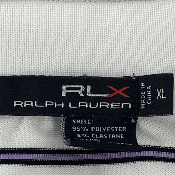 Mens RLX Ralph Lauren Golf Short Sleeve Polo Shirt White Stripes XL 2011 US Open - Picture 4 of 5